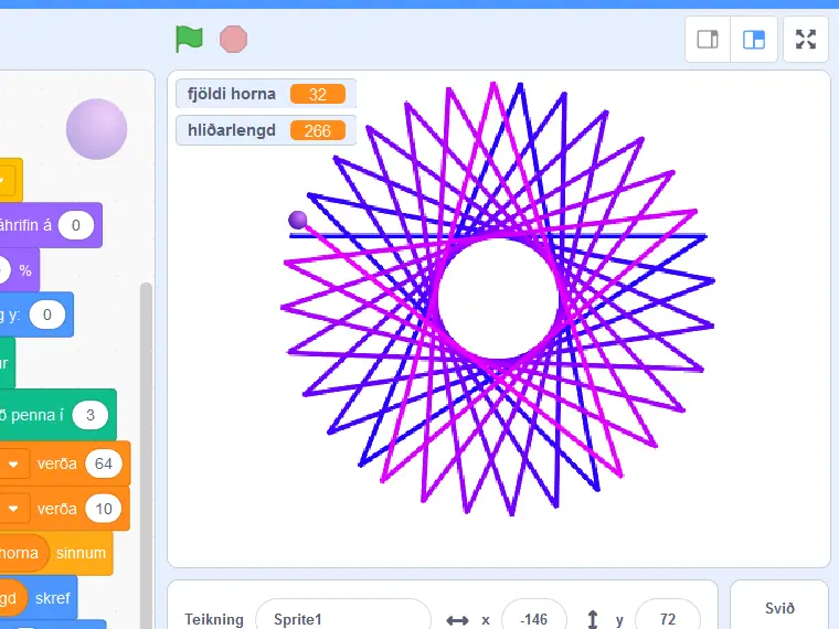 Frjáls sköpun með Scratch: mynstur 4