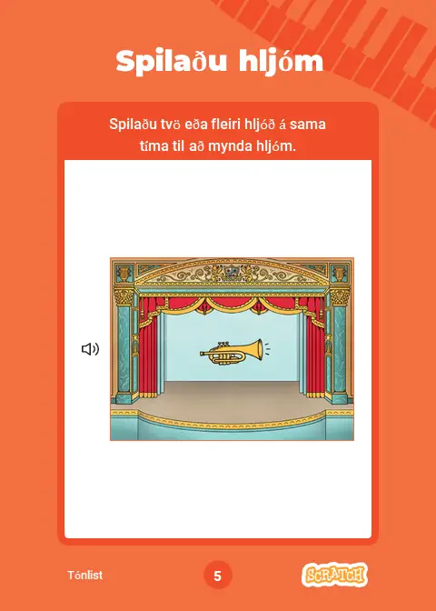 Scratch tónlistarforritun: spilaðu hljóm, skref 1